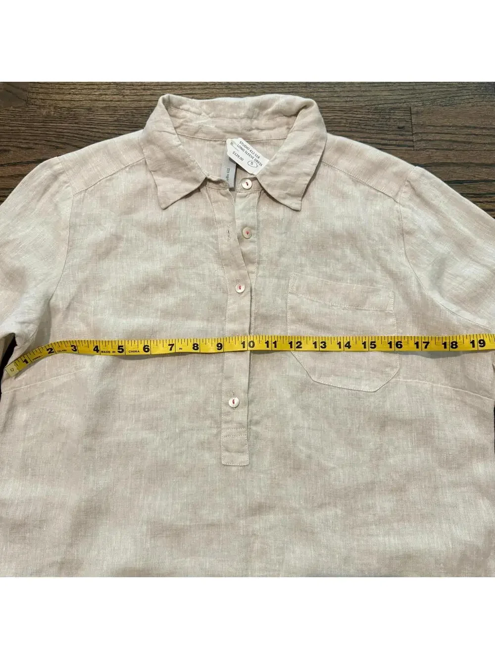 NWT Studio 412 fourTWELVE Classic Linen Beige Shirtdress Small - Picture 7 of 7